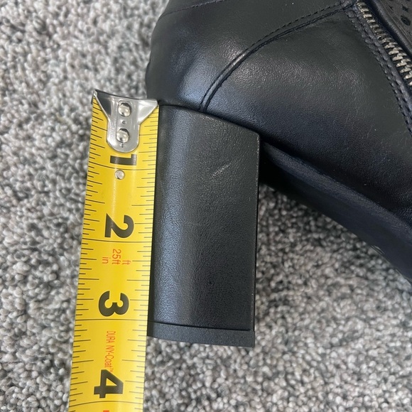 Made In Italy Black Genuine leather Cutout Peep Toe Block Heel Ankle Boots US 9 - Picture 10 of 11